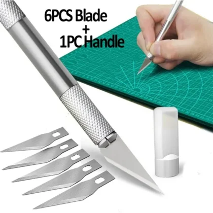 Pen Knife | Detail Precision Cutting tool | Paper, model making, etching, carving Cutter with 6 Blades + 1 Handle