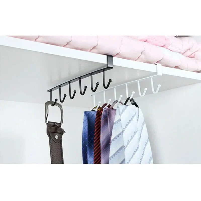 10 hooks Mug Cups Wine Glasses Storage Hooks Kitchen Utensil Ties Belt and Scarf Organizer Hanging Hook Rack Holder Under Cabinet Closet (random color ) - Image 2