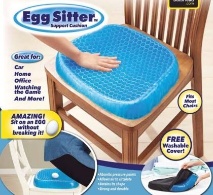 (With black cover) - Non Slip Egg Sitter Gel Seat Cushion Soft Sitting Support Pad Cushion for Car and Office Chair Seat Pads Breathable Honeycomb Bike seat foam