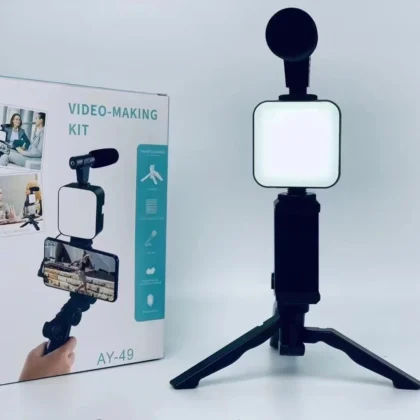 Ay-49 Video Making Kit Vlogging Tripod Triple Band Light