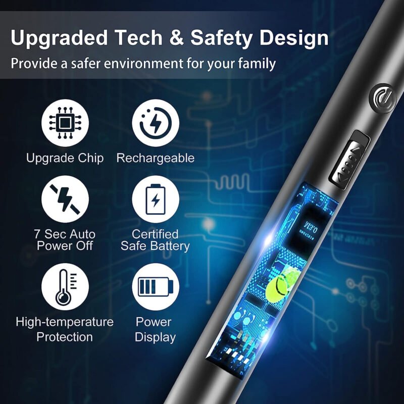 Arc Lighter With Usb Charging | Flameless Windproof | Led Battery Display | Safety Switch | Rotate 360 Degrees - Image 5