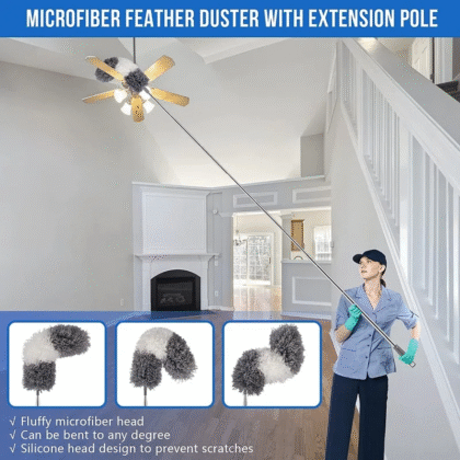 Extendable Telescope Microfiber Duster Long Handle For Cleaning Dust, Dirt And Stains Fan Duster High Quality