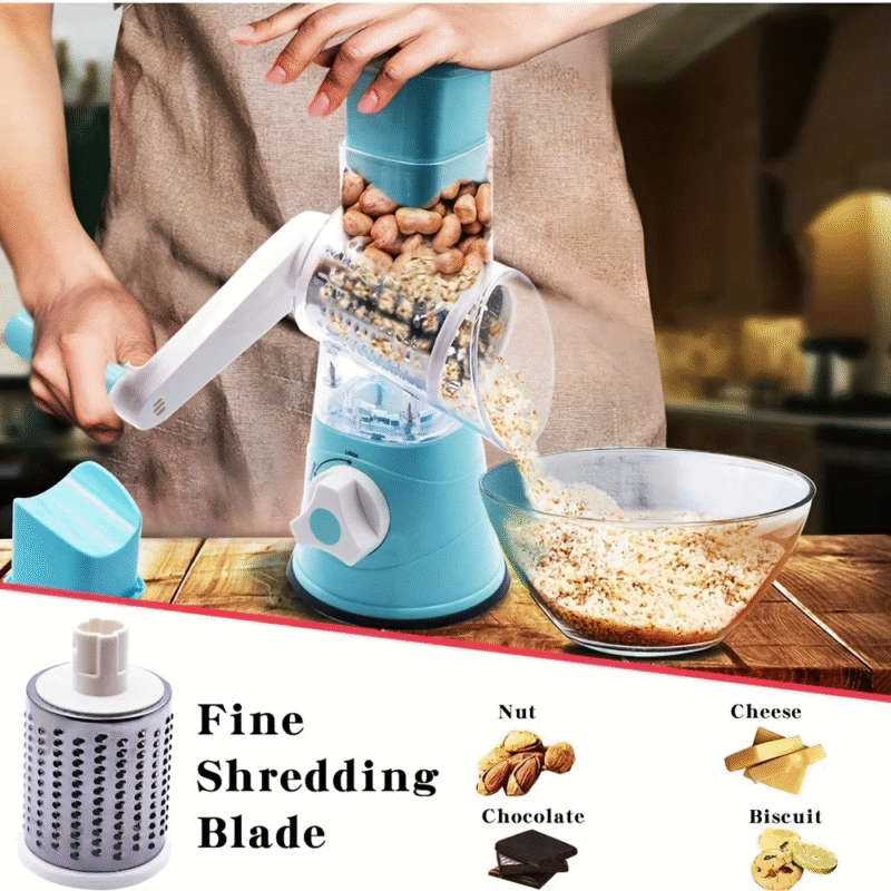 Drum Cutter Tabletop Drum Grater | Manual Vegetable Cutter Slicer & Grater | Multi-functional Kitchen Gadget ( Random Color ) - Image 4